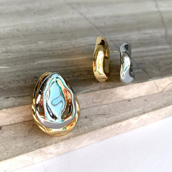 NEW~ Anthropologie The Petra Mixed Flat Post Earrings - Picture 5 of 9